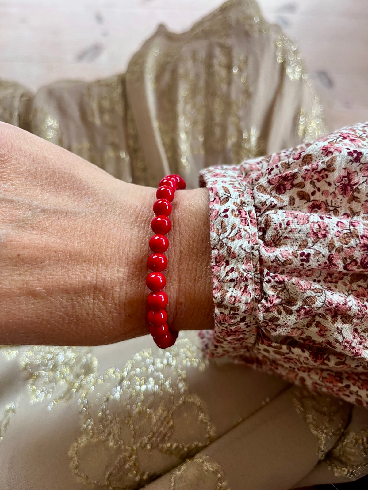 Rød mashan jade armbånd petite