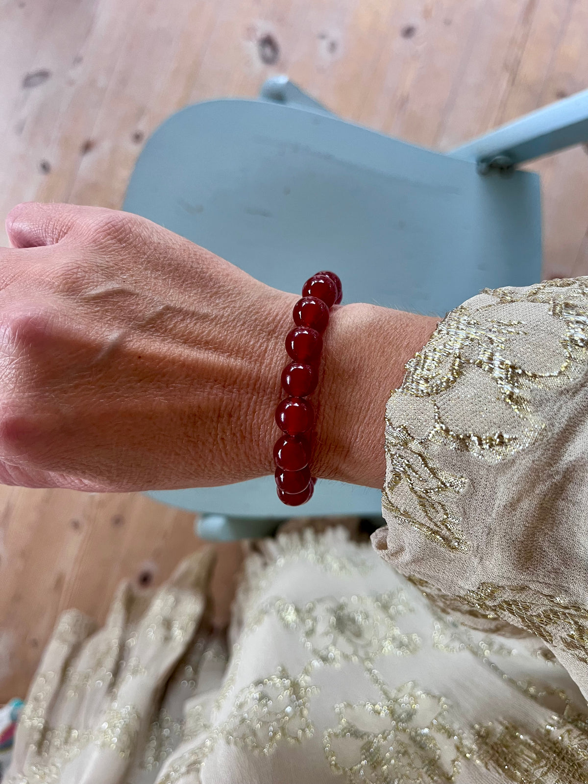Rød karneol armbånd Chunky