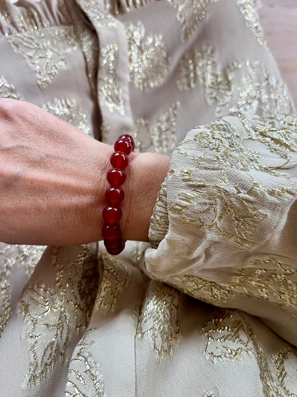 Rød karneol armbånd Chunky