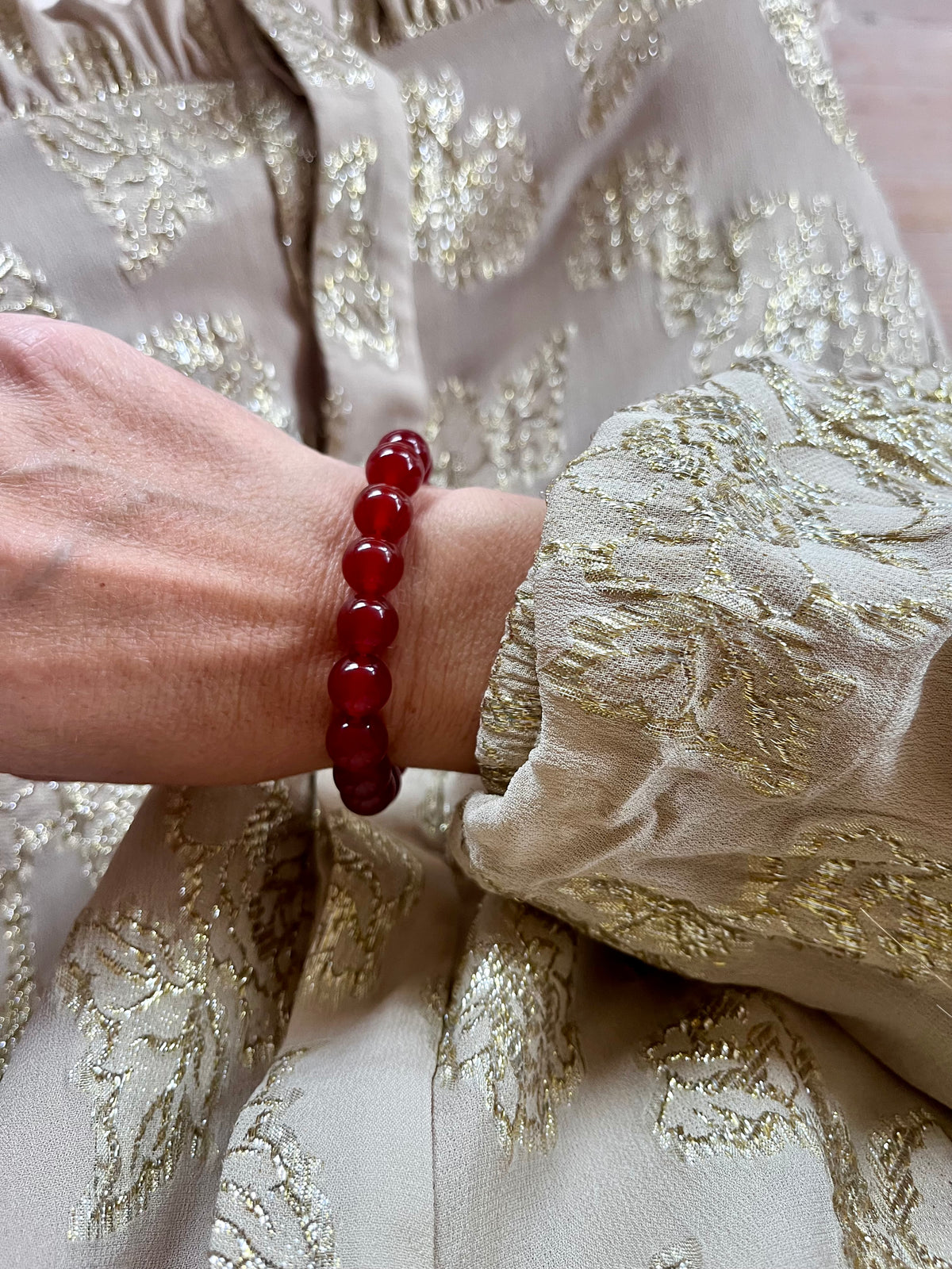 Rød karneol armbånd Chunky